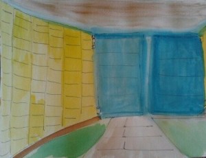 6 X 8  Watercolor and Pen Blue,Green, Yellow, White, Brown, Blue-Green